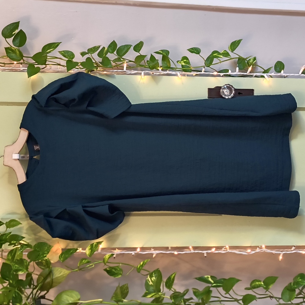 Women's Shein Royal Green Dark Aqua Puffsleeve Box Tee Dress XL